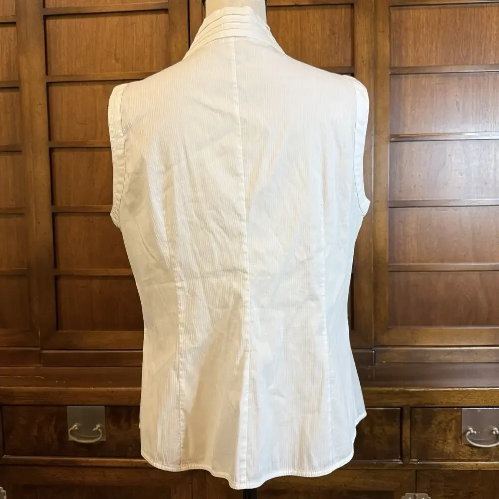 VTG ARMANI COLLEZIONI Women’s Sleeveless Ruffle Casual Formal Cream Shirt 10 - Picture 4 of 13